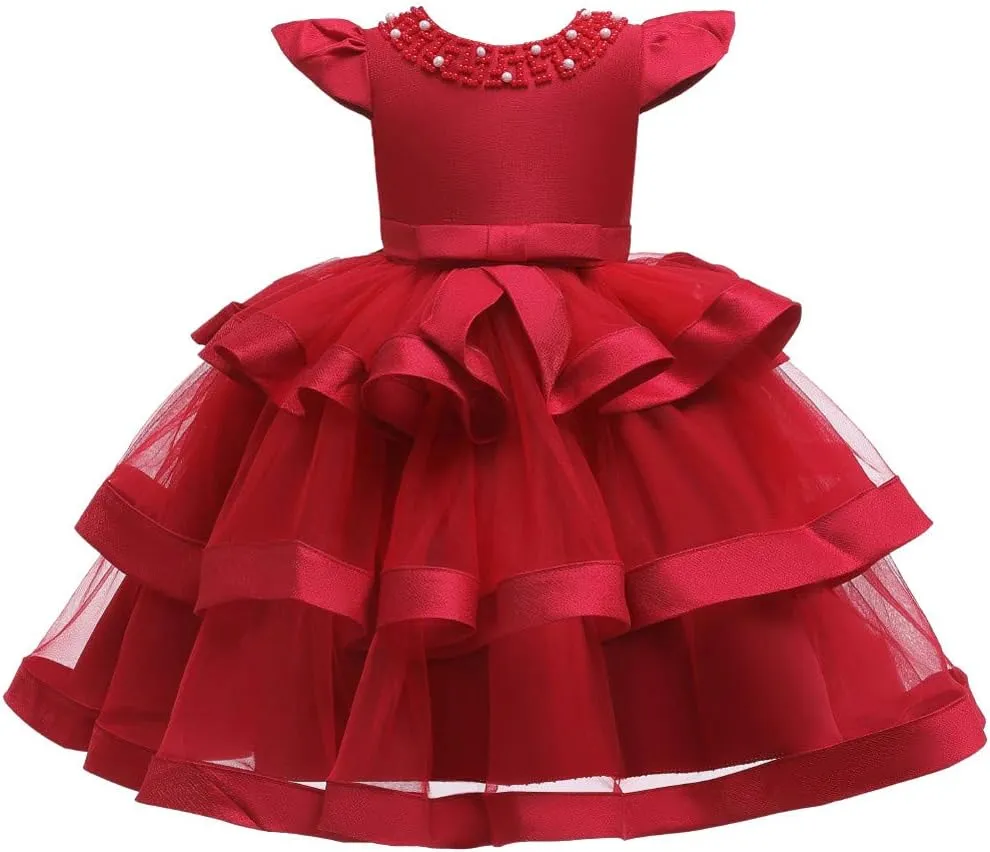 Flower Girl Dress 𝐁all Gown Kids Wedding Birthday Part𝘆 Tutu Dresses Toddler Sleeveless Pageant Dresses