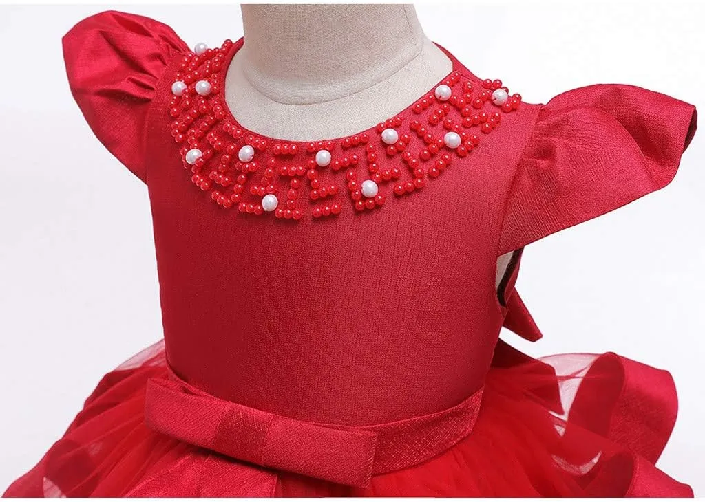 Flower Girl Dress 𝐁all Gown Kids Wedding Birthday Part𝘆 Tutu Dresses Toddler Sleeveless Pageant Dresses