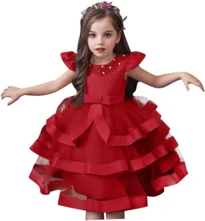 Flower Girl Dress 𝐁all Gown Kids Wedding Birthday Part𝘆 Tutu Dresses Toddler Sleeveless Pageant Dresses