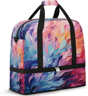 Flowing Petal Dance Travel Duffel Bag, Travel Essentials, Gym Bag for Women, Weekender Overnight Bag With Shoes Compartment, Carry On Bags for Airplanes