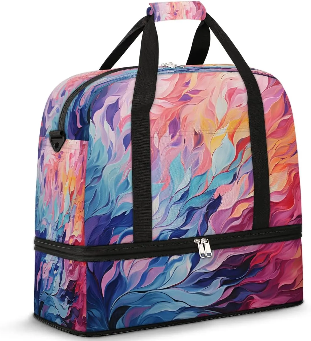 Flowing Petal Dance Travel Duffel Bag, Travel Essentials, Gym Bag for Women, Weekender Overnight Bag With Shoes Compartment, Carry On Bags for Airplanes