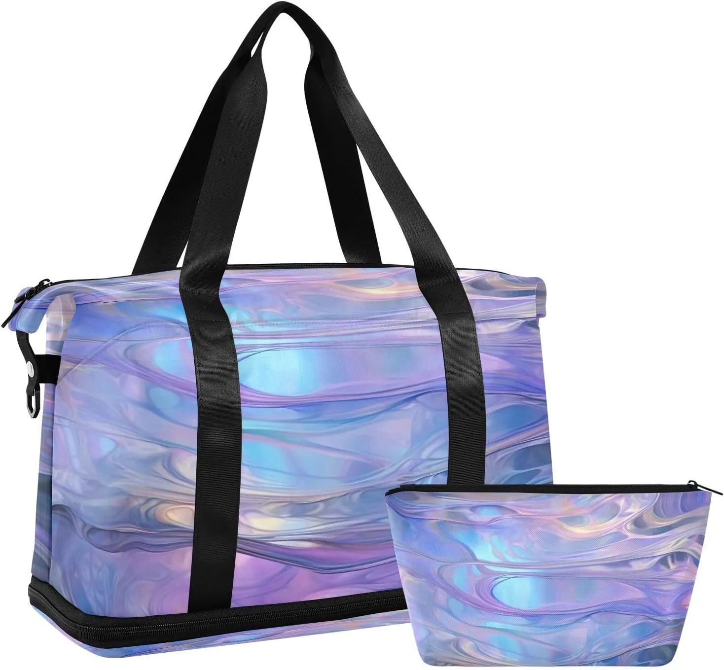 Fluid Liquid Gym Bag - Weekender Overnight Bags for Women Men, Sport Travel Duffel Bag with Wet Pocket & Shoe Compartment