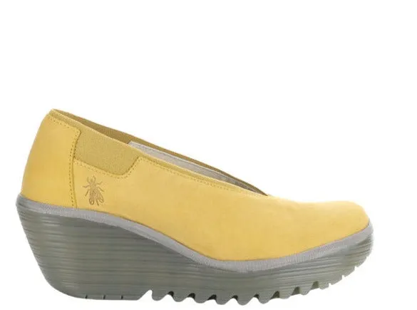 FLY LONDON YOZA BUMBLEBEE YELLOW WEDGE SHOE
