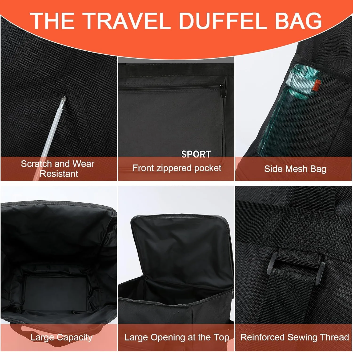 Foldable Duffel Bag,Large Expandable Travel Duffle Bag Waterproof Collapsible Luggage Carry on Duffel Bag with Handle-Black