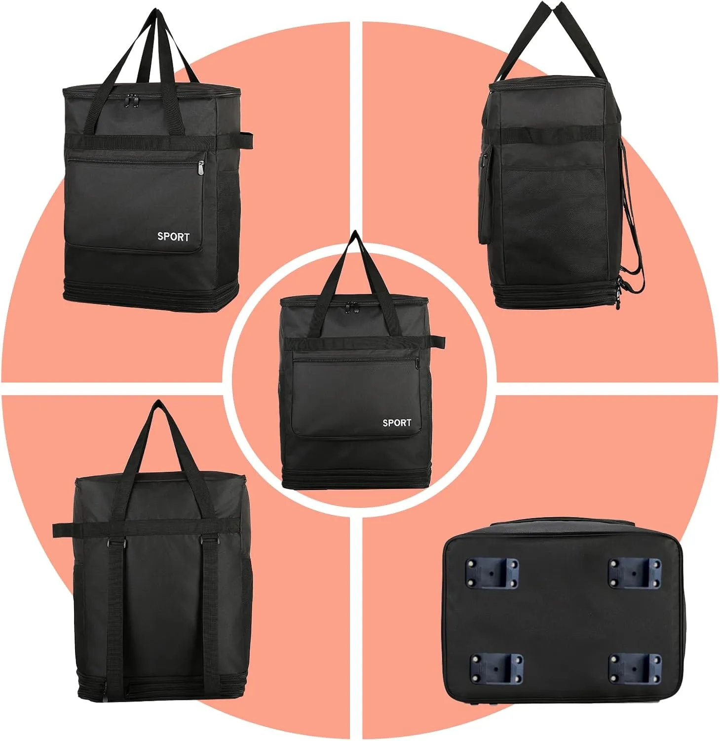 Foldable Duffel Bag,Large Expandable Travel Duffle Bag Waterproof Collapsible Luggage Carry on Duffel Bag with Handle-Black