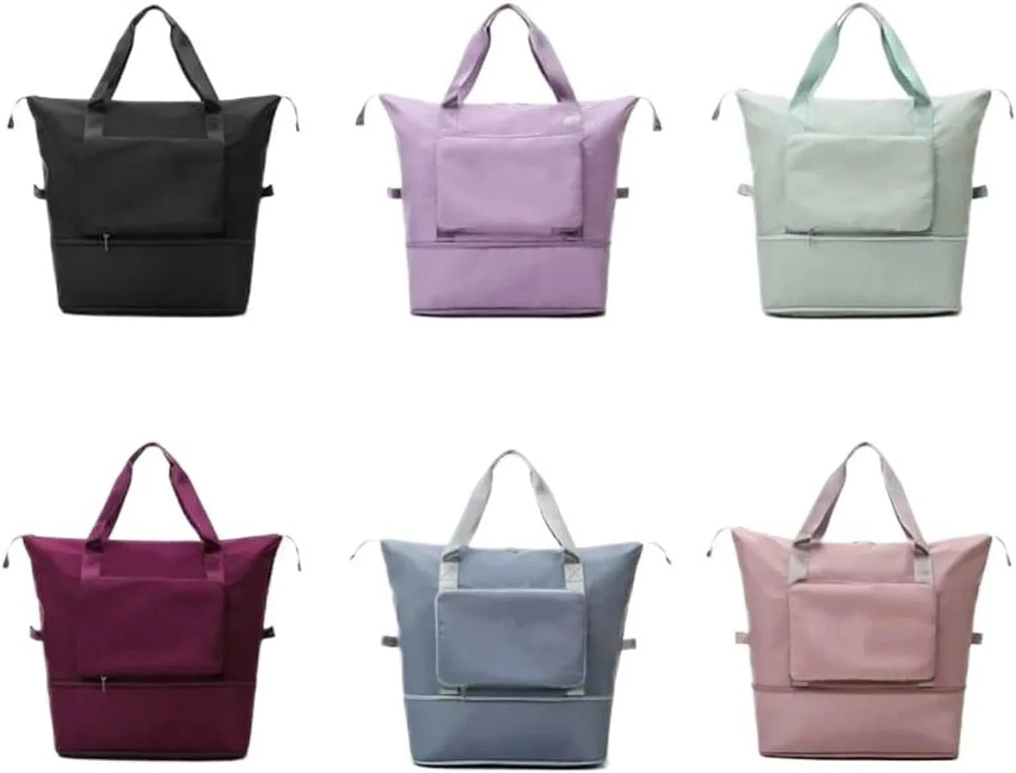 Foldable Large Capacity Storage Folding Bags Travel Bags Handy Luggage Handbags Women's Gym Bags (Color : Light purple, Size : 42x28x22cm)
