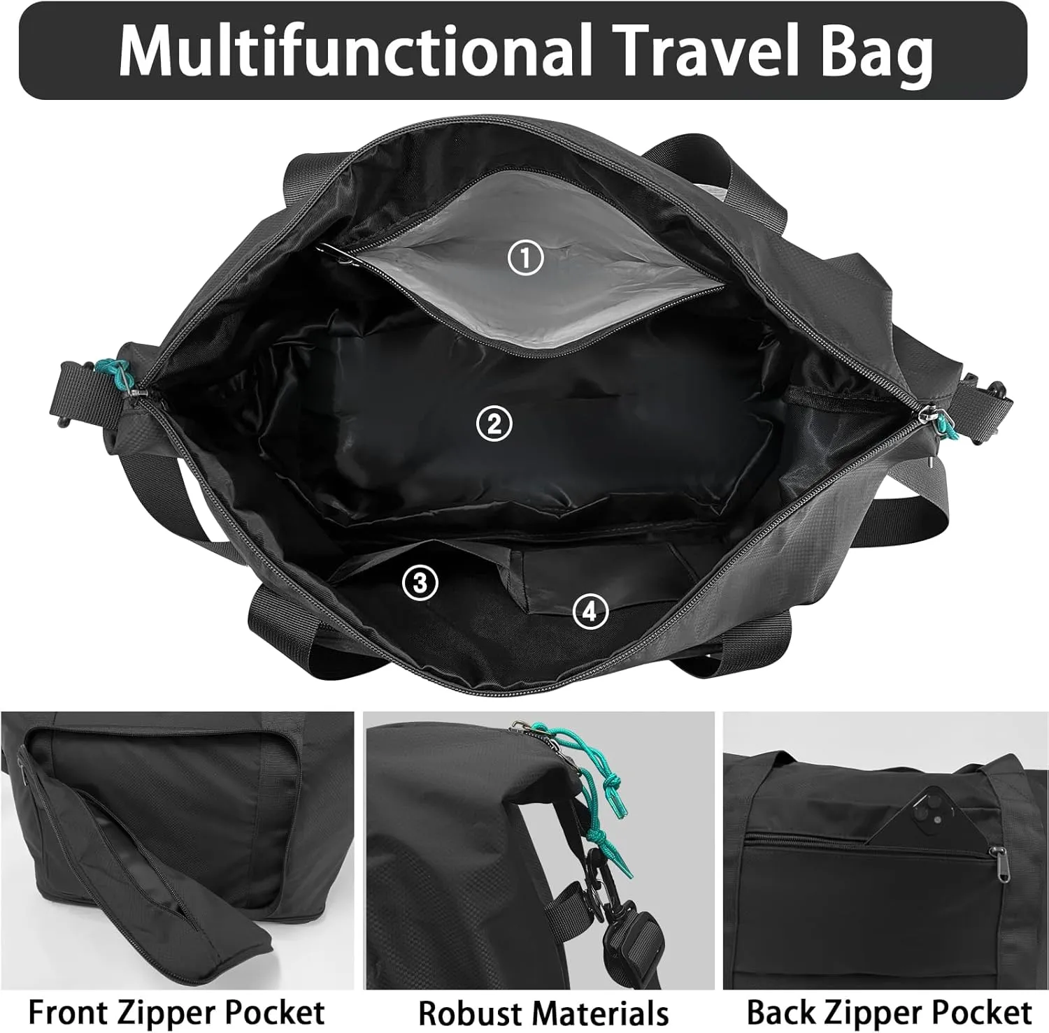 Foldable Travel Duffel Bag Expandable collapsible Luggage Large Capacity Lightweight Oxford Fabric Waterproof Men and Women