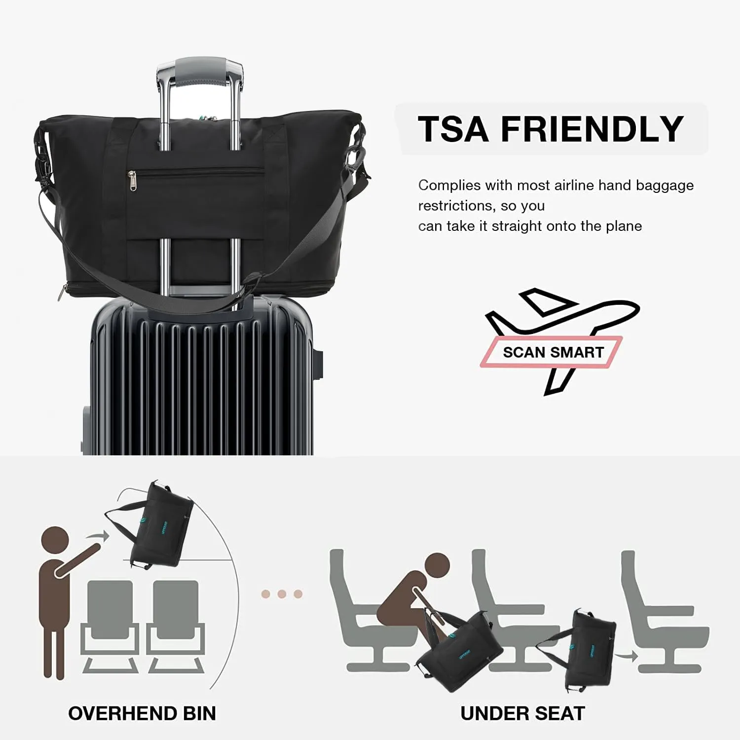 Foldable Travel Duffel Bag Expandable collapsible Luggage Large Capacity Lightweight Oxford Fabric Waterproof Men and Women