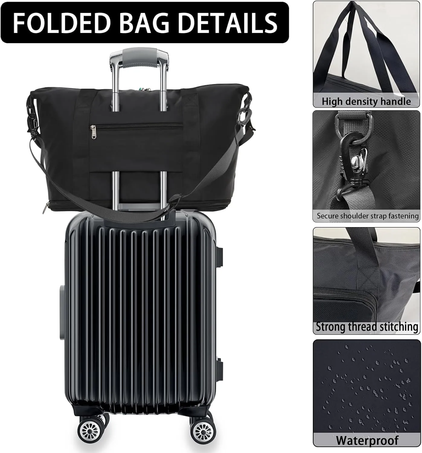 Foldable Travel Duffel Bag Expandable collapsible Luggage Large Capacity Lightweight Oxford Fabric Waterproof Men and Women