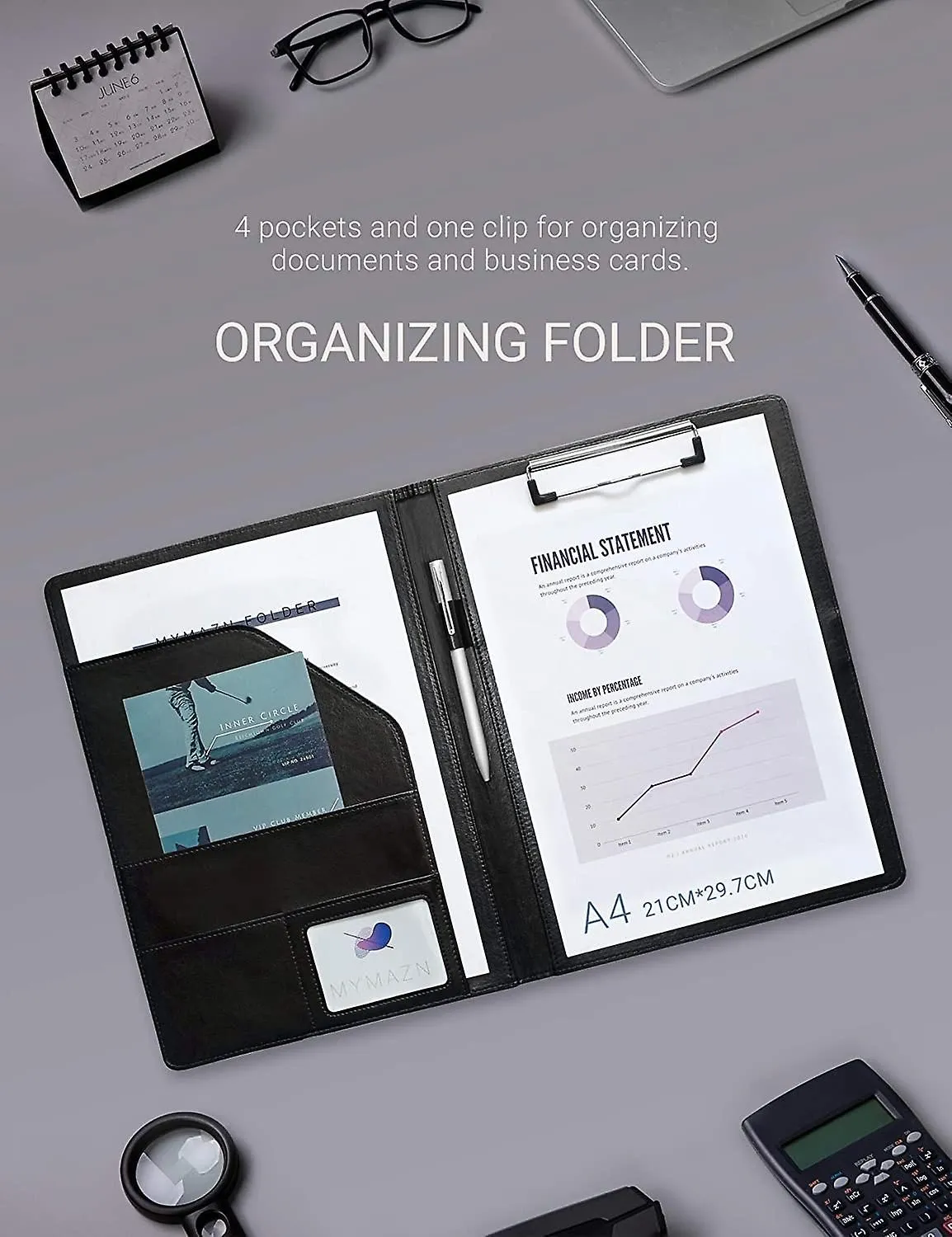 Folder A4 Clipboard Folder Conference Folder For Legal Pad, Faux Leather Fold