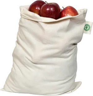 Food Grade Bulk Storage Bags - 6 Pack, XL Size, 100% Organic Cotton Drawstring Closure - Reusable, Washable, All-Natural Muslin Produce Flour Sack Cloth Bags for Grains (6 X-Large” 14”x18”)