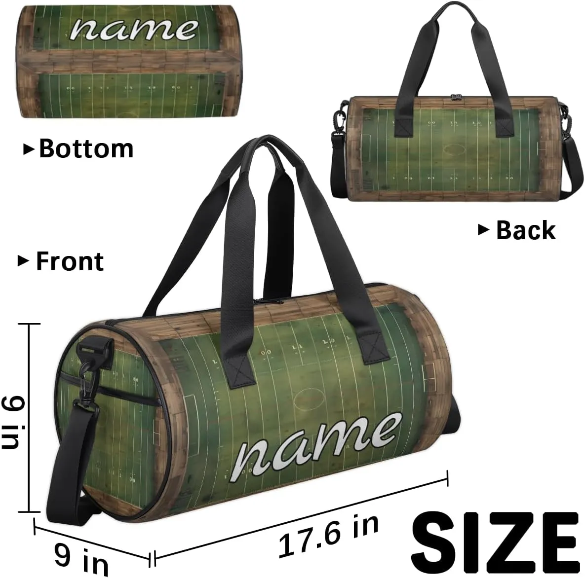 Football Field Print Custom Duffel Bags Weekender Bags Custom Sport Duffel Bag Carry on Overnight Weekender Bag