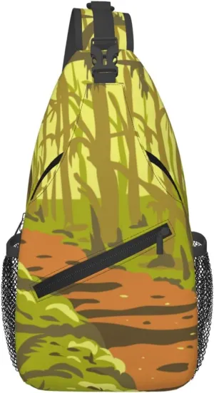 Forest Trail At Sunset Crossbody Bags For Women Men Chest Backpack Gym Shoulder Bag Travel Outdoor Sports Casual Crossbody Bags