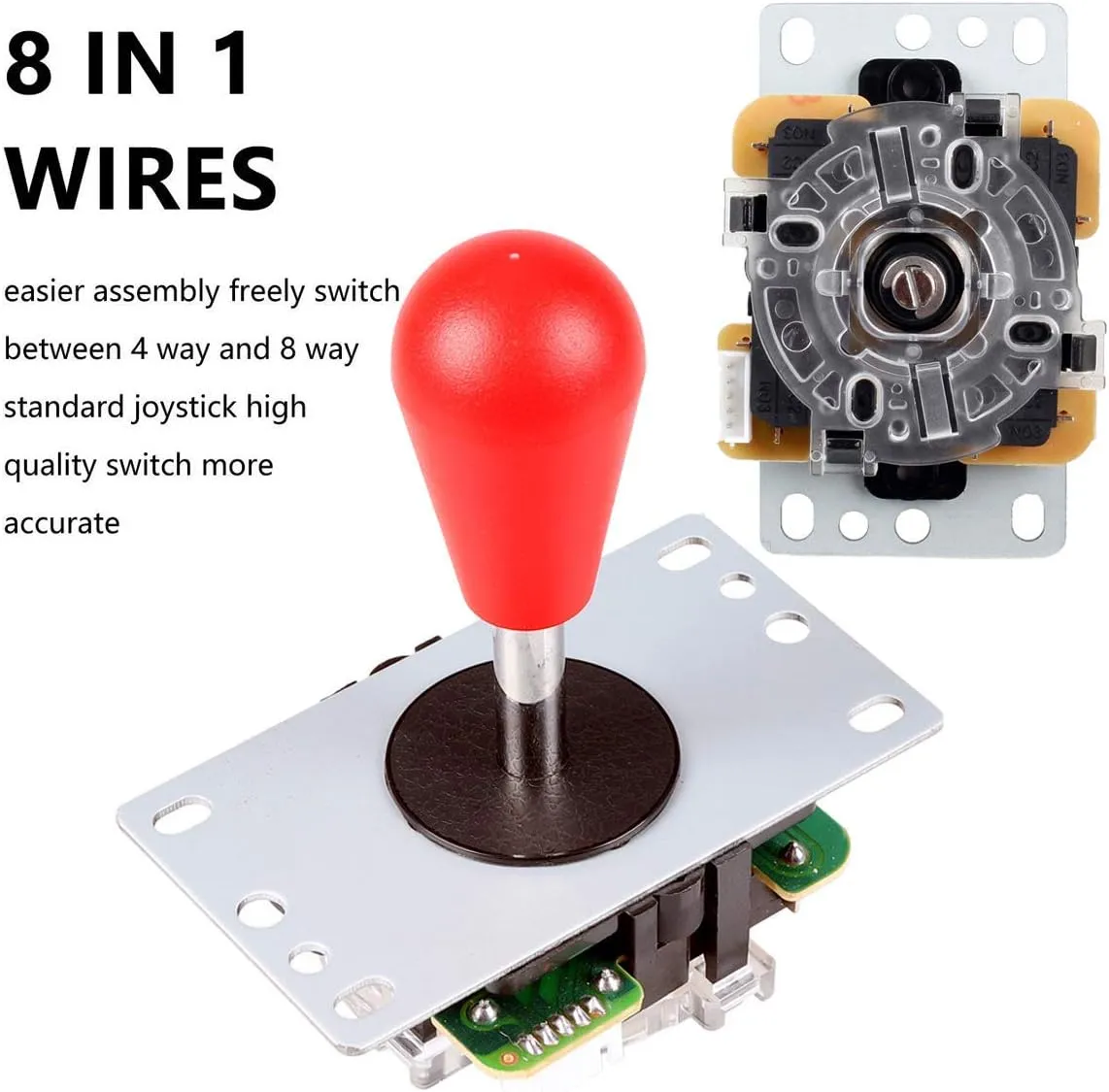 Fosiya LED Arcade Joystick Buttons Kit Ellipse Oval Style 8 Ways Joystick   20 x LED Arcade Buttons for 2 Player Video Games Standard Controllers All Windows PC MAME Raspberry Pi (Mix Colors Kits)
