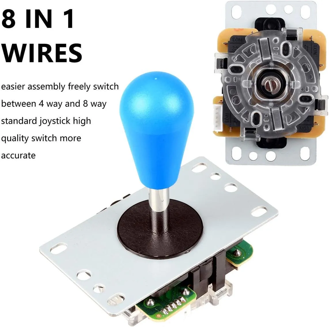 Fosiya LED Arcade Joystick Buttons Kit Ellipse Oval Style 8 Ways Joystick   20 x LED Arcade Buttons for 2 Player Video Games Standard Controllers All Windows PC MAME Raspberry Pi Red   Blue Kits