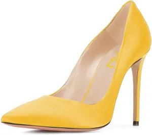 FSJ Women Elegant Satin High Heels Pumps Pointed Toe Stilettos Slip On Formal Shoes Size 4-15 US