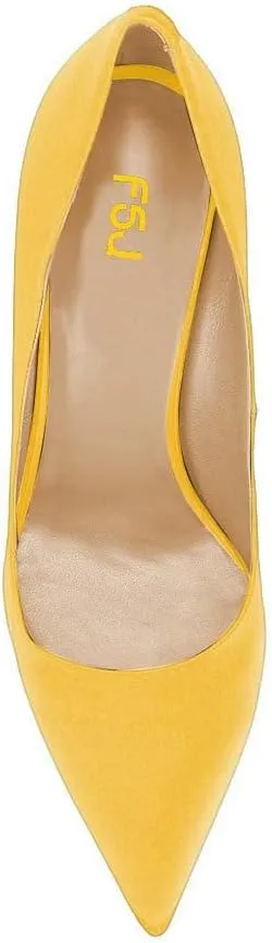 FSJ Women Elegant Satin High Heels Pumps Pointed Toe Stilettos Slip On Formal Shoes Size 4-15 US