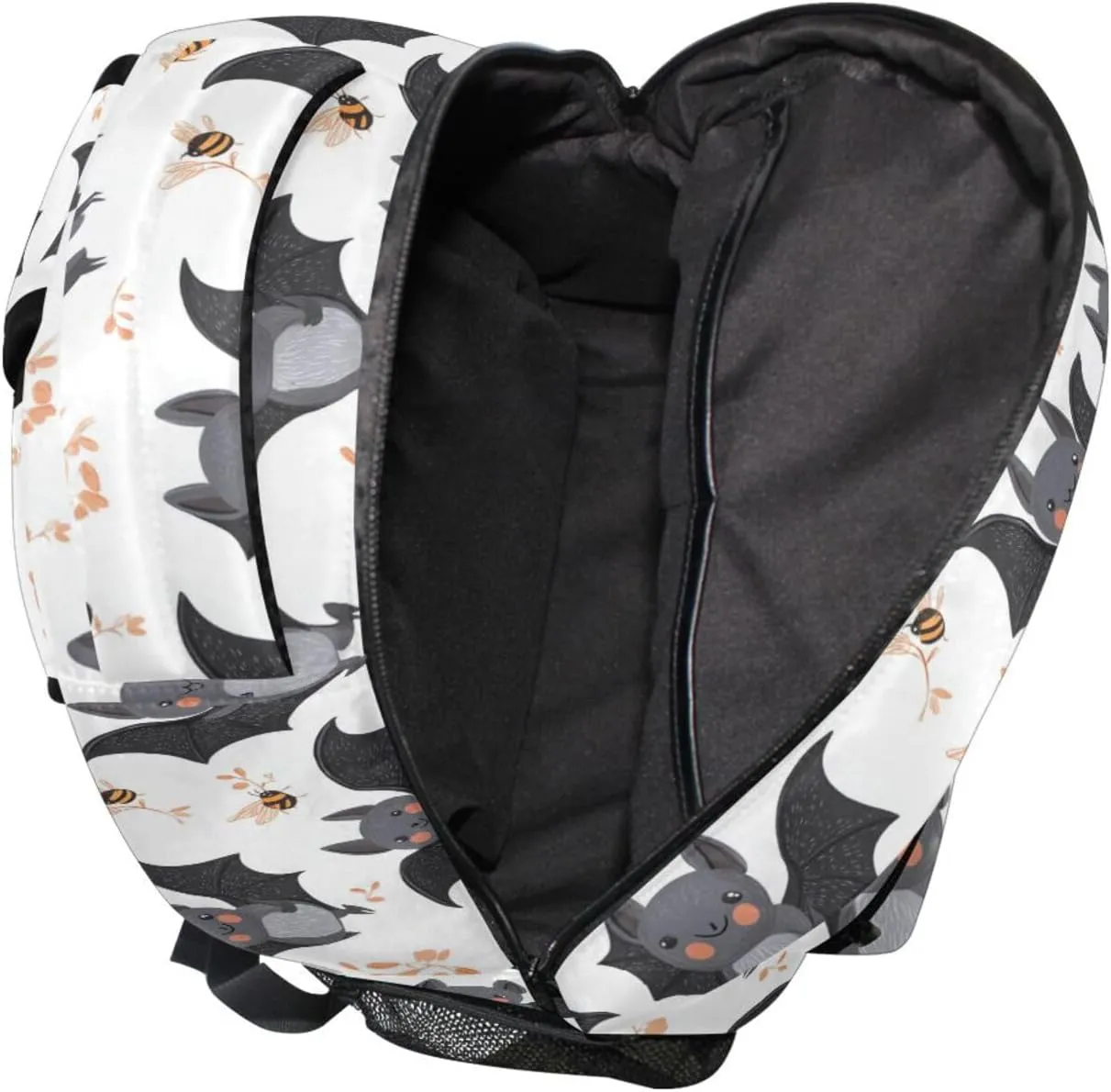 Fun Backpack for Men and Women Waterproof Backpack with Chest Strap Gift Men & Women Cartoon Cute Bats White