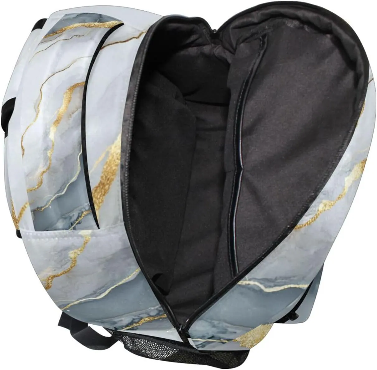 Fun Backpack for Teacher Nurse Waterproof Business Work Bag with Chest Strap for Business Work College Travel Trip Marble Silver White