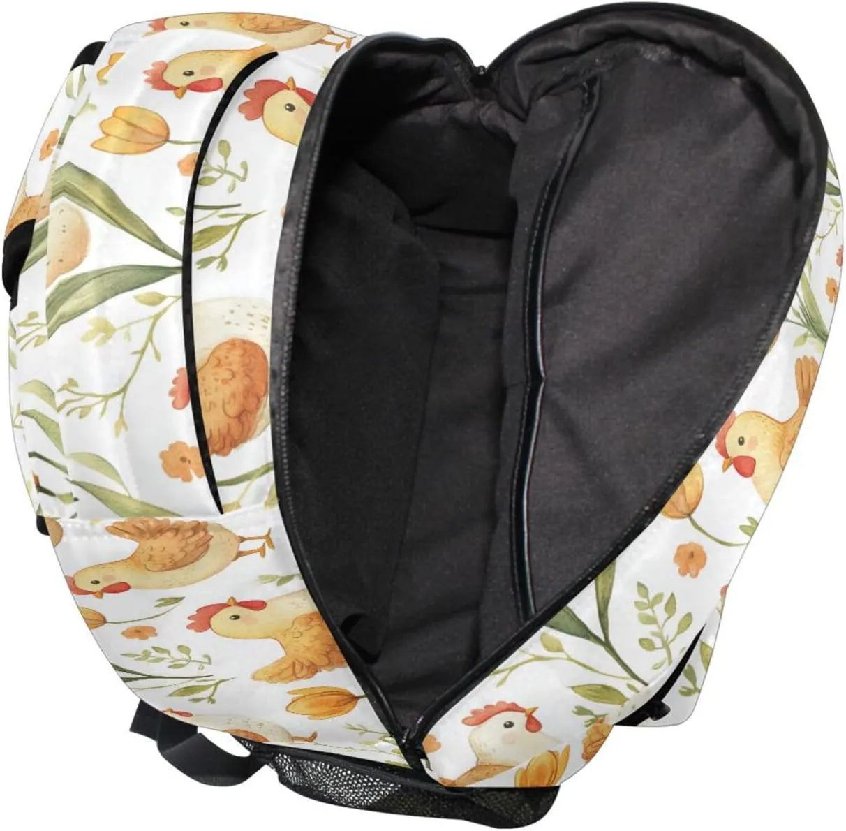 Fun Backpack for Women Men Waterproof Diaper Bag Backpack with Chest Strap for College Work Flower Chicken Egg Cartoon