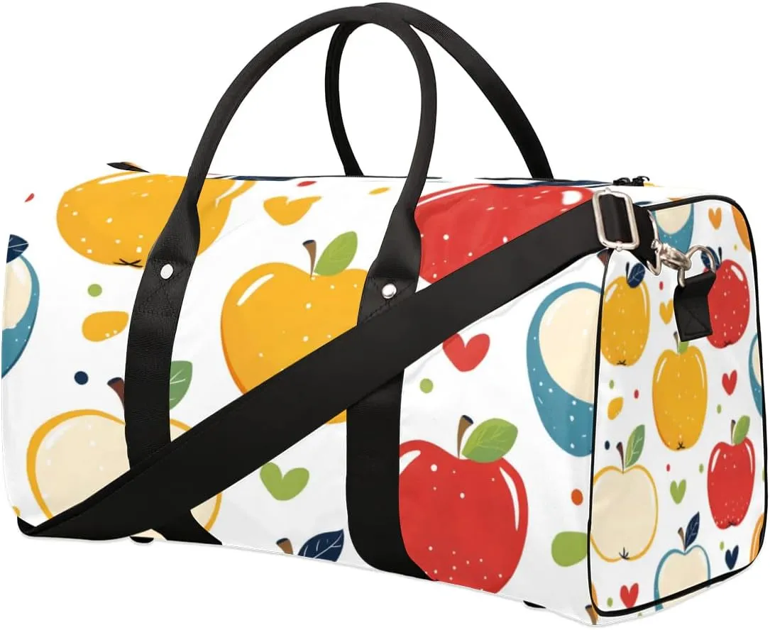 Funny Apples Painted Travel Duffel bag for Men Women Weekender Overnight Bag Gym Bag Carry On Luggage Bags for Yoga Workout Sports