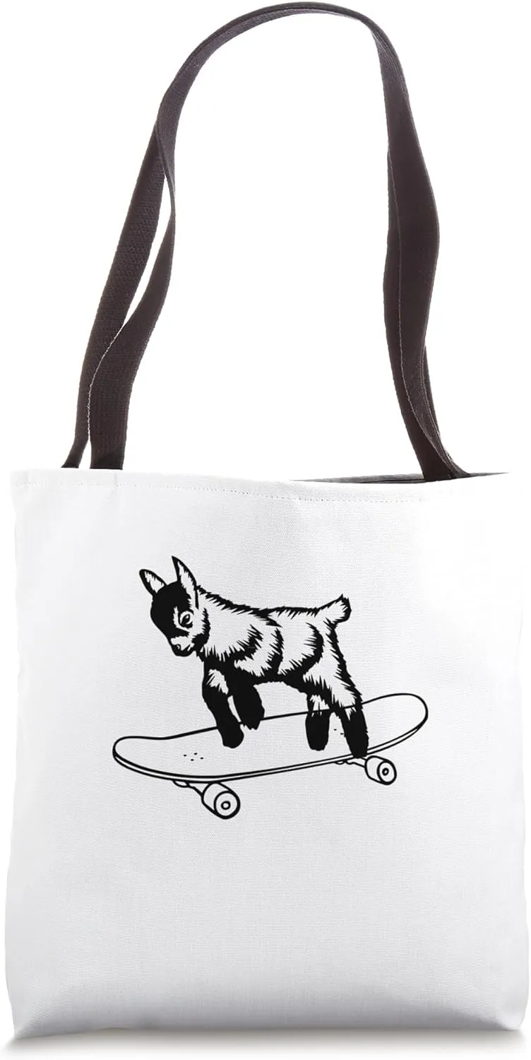 funny baby goat on Skateboard Tote Bag
