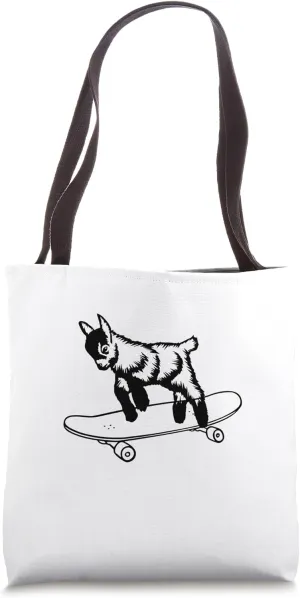funny baby goat on Skateboard Tote Bag
