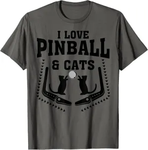 Funny I Love Pinball & Cats | Cool Arcade Machine Kitty Gift T-Shirt