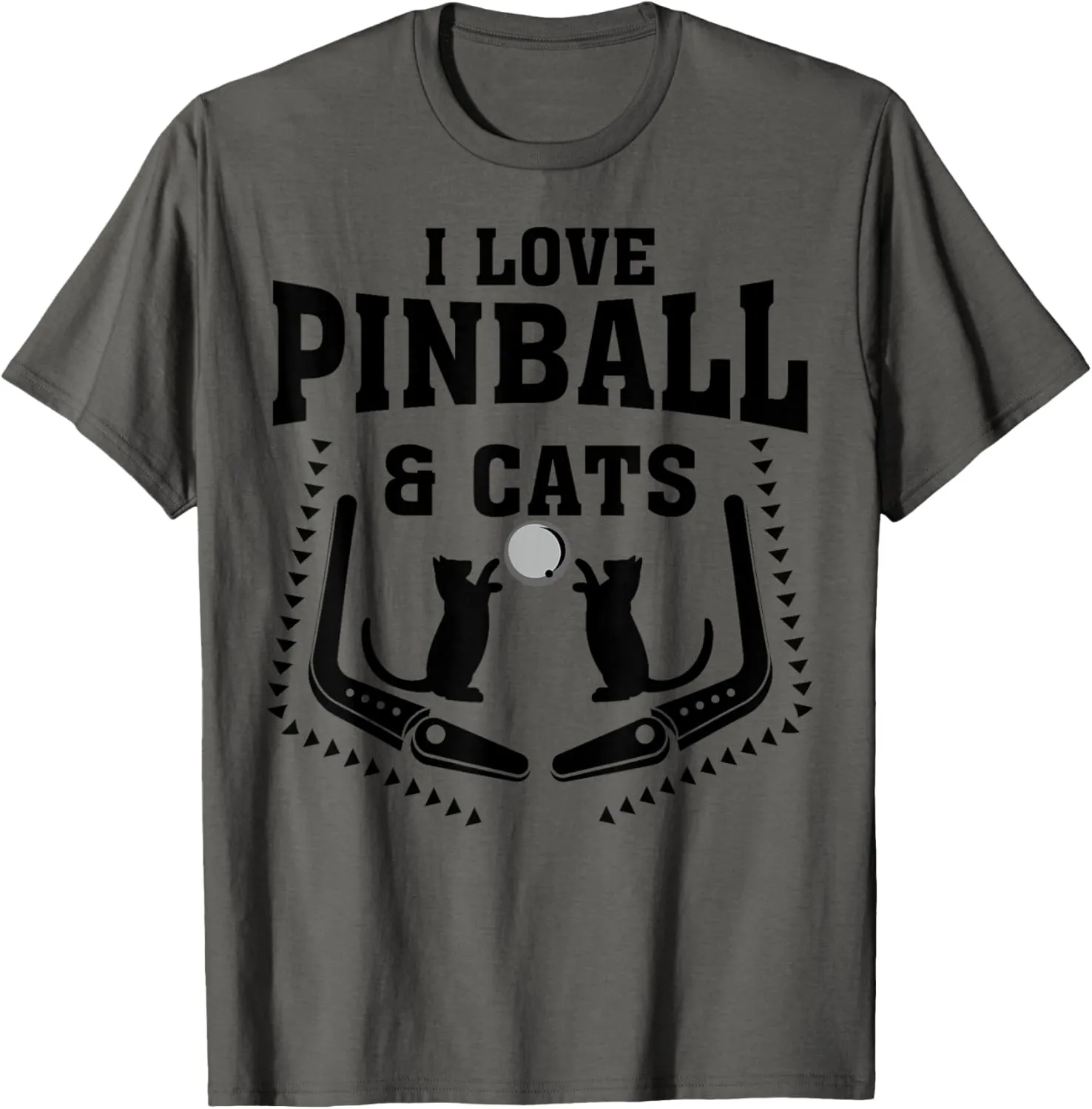 Funny I Love Pinball & Cats | Cool Arcade Machine Kitty Gift T-Shirt