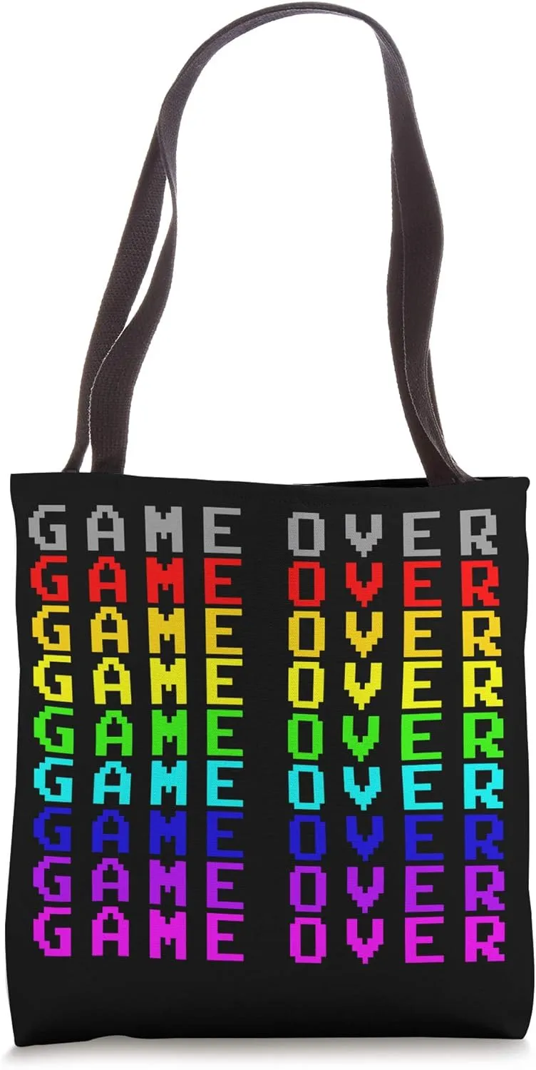 Funny Old School GAME OVER Computer Arcade Gamer Present Tote Bag