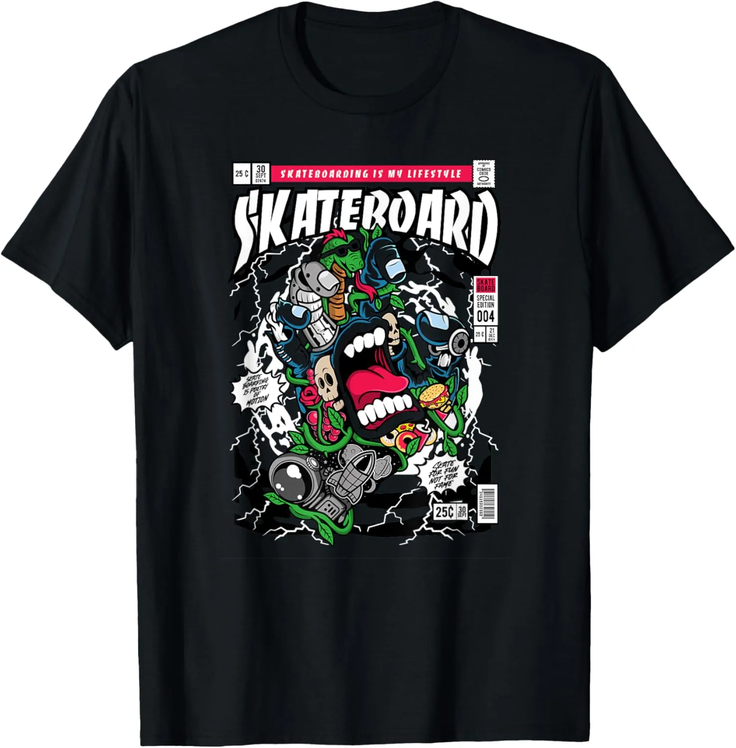 FUNNY SKATEBOARD HAND FUNNY HAND SCREAMING SKATEBOARD 80s T-Shirt