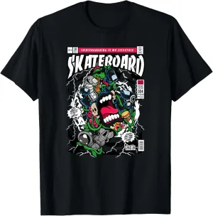 FUNNY SKATEBOARD HAND FUNNY HAND SCREAMING SKATEBOARD 80s T-Shirt