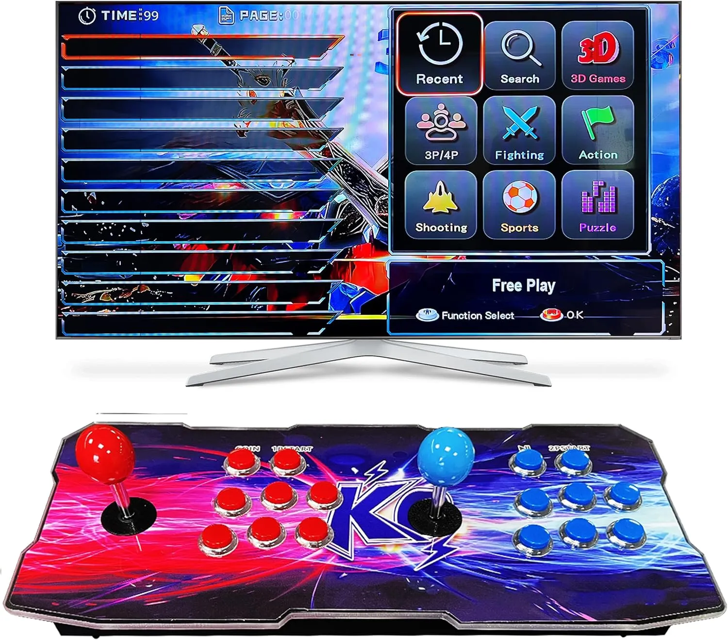 FVBADE [30000 Games in 1] 70S Pandora Box Arcade Game Console Compatible PC & Projector & TV ,3D Games 1-4 Players Double Joystick Favorite List Game Category Save/Search/Hide/Pause/Delete Games