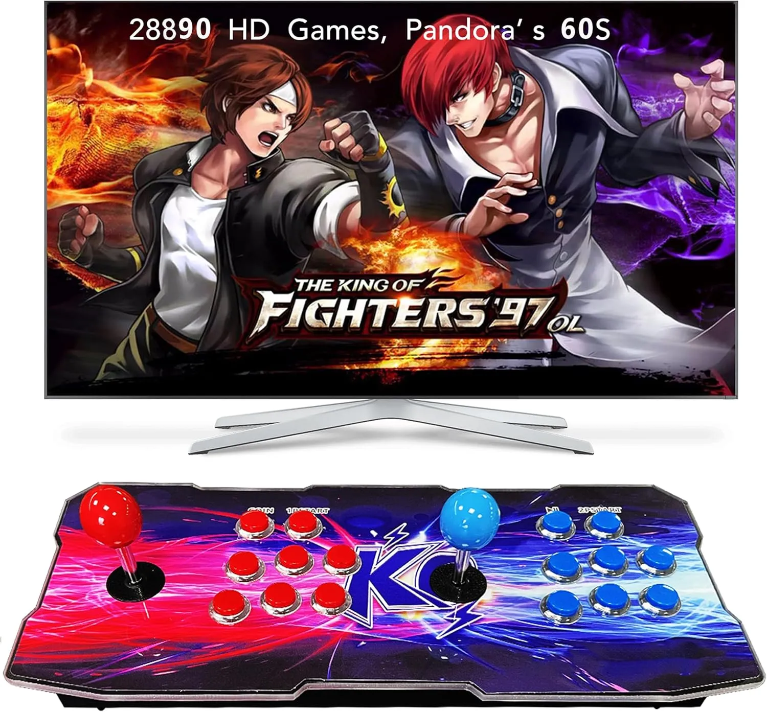 FVBADE [30000 Games in 1] 70S Pandora Box Arcade Game Console Compatible PC & Projector & TV ,3D Games 1-4 Players Double Joystick Favorite List Game Category Save/Search/Hide/Pause/Delete Games