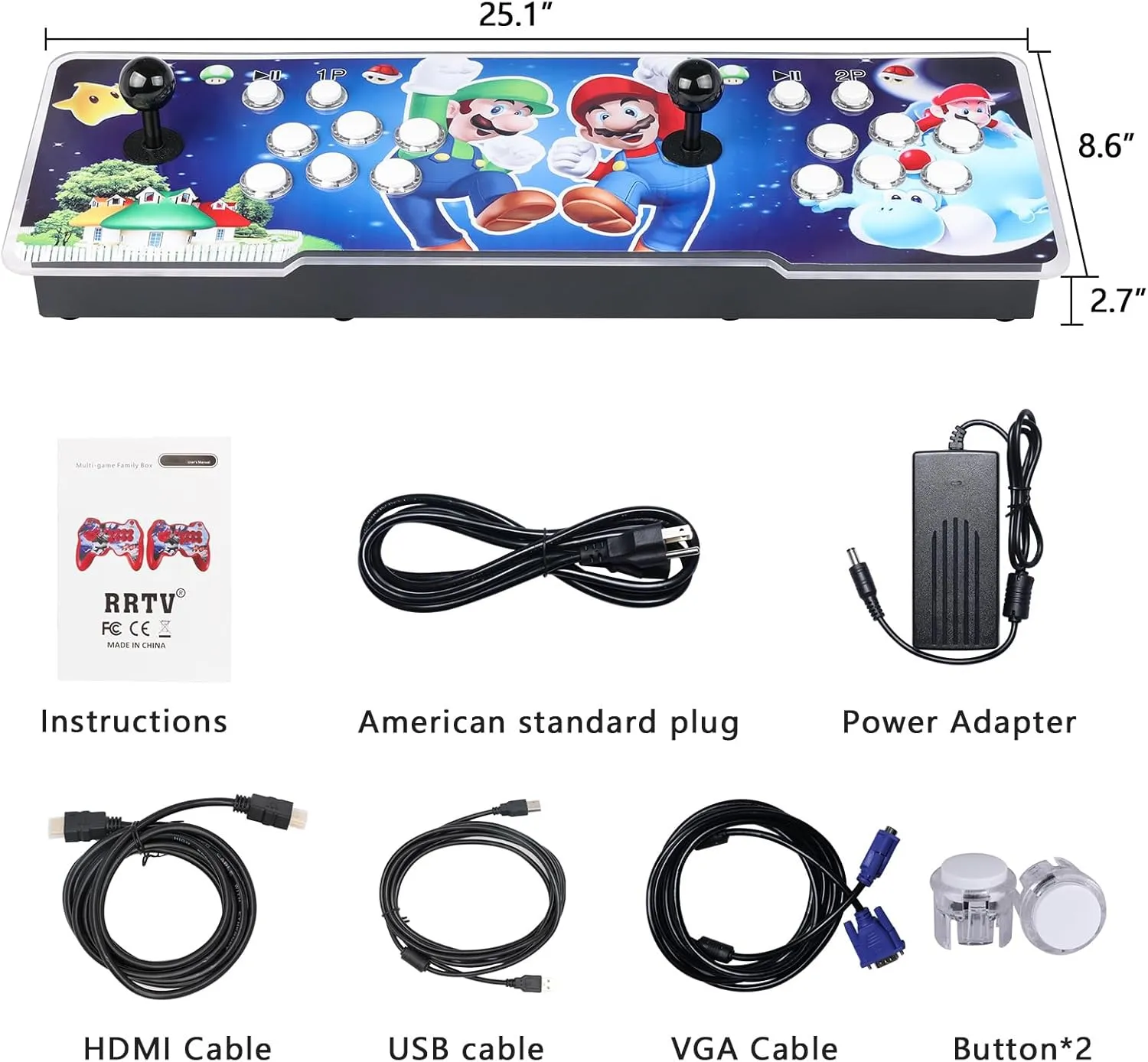 FVBADE [30000 Games in 1 70S Pandora Box Arcade Game Console Compatible PC & Projector & TV,3D Games 1-4 Players Double Joystick Favorite List Game Category Save/Search/Hide/Pause/Delete Games.