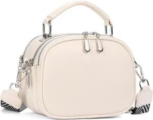 GAEKEAO Crossbody Bags for Women Small Genuine Leather Shoulder Purse Cross Body Bag with Wristlet Top Zipper