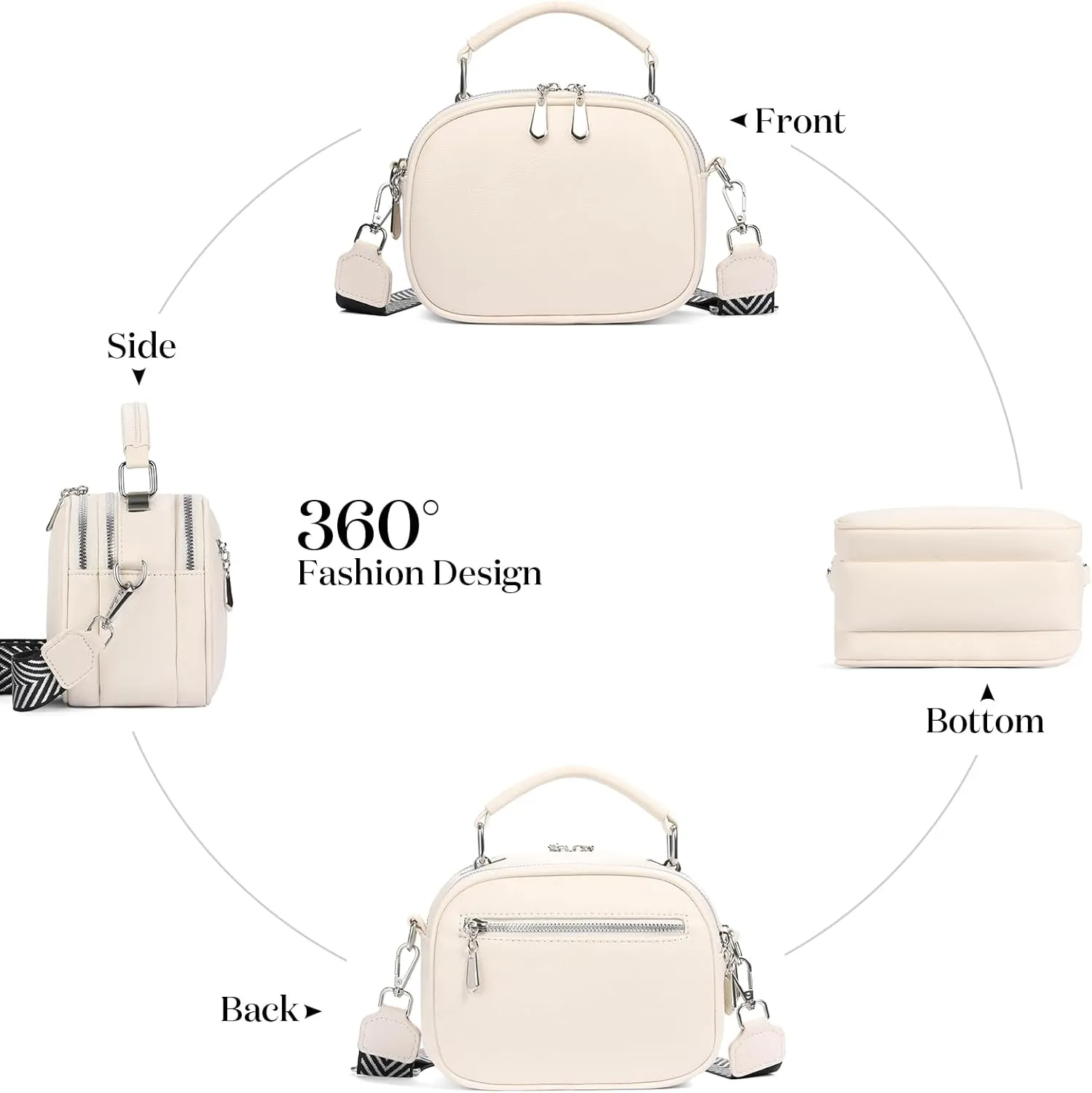 GAEKEAO Crossbody Bags for Women Small Genuine Leather Shoulder Purse Cross Body Bag with Wristlet Top Zipper