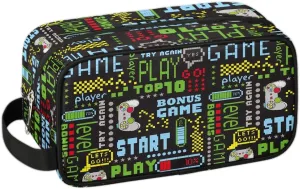Game Controller Kids Travel Toiletry Bag, Waterproof Hanging Dopp Kit for Teens Boys, Cool Carrying Case Compatible with Nintendo Switch and New Switch OLED Console