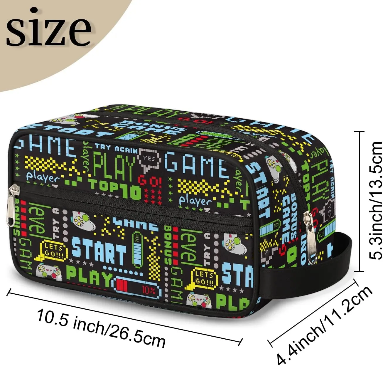 Game Controller Kids Travel Toiletry Bag, Waterproof Hanging Dopp Kit for Teens Boys, Cool Carrying Case Compatible with Nintendo Switch and New Switch OLED Console