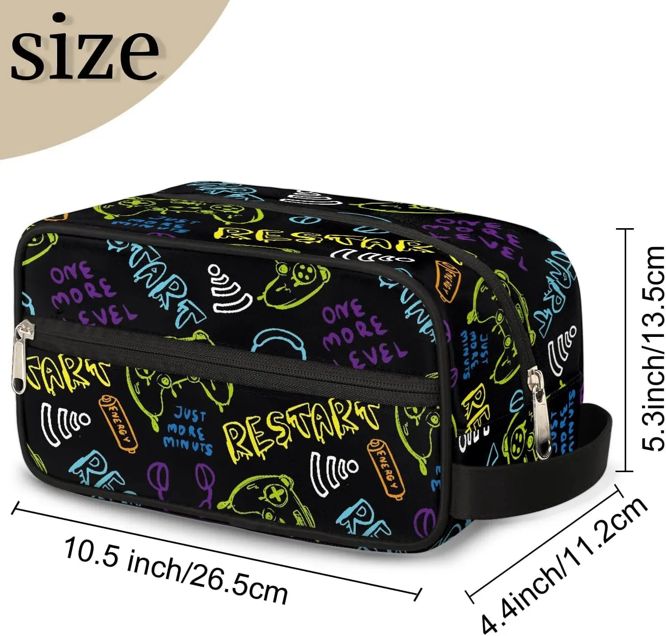 Game Joysticks Kids Travel Toiletry Bag, Waterproof Hanging Dopp Kit for Teens Boys, Cool Switch Carrying Case Compatible with Nintendo Switch and New Switch OLED Console
