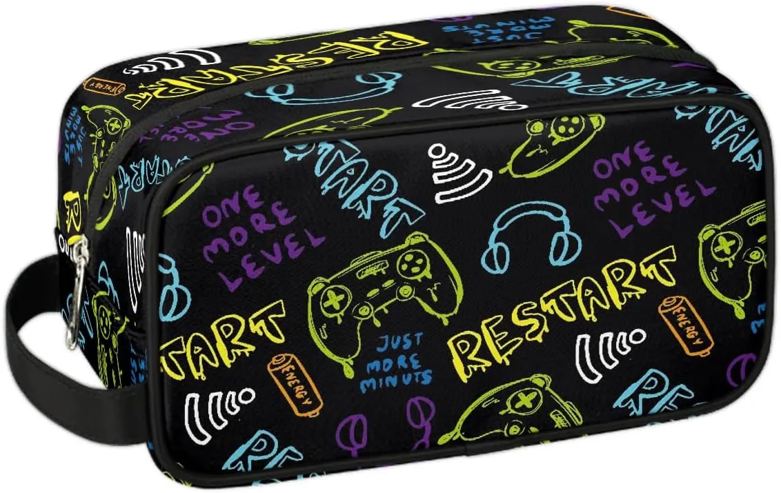 Game Joysticks Kids Travel Toiletry Bag, Waterproof Hanging Dopp Kit for Teens Boys, Cool Switch Carrying Case Compatible with Nintendo Switch and New Switch OLED Console