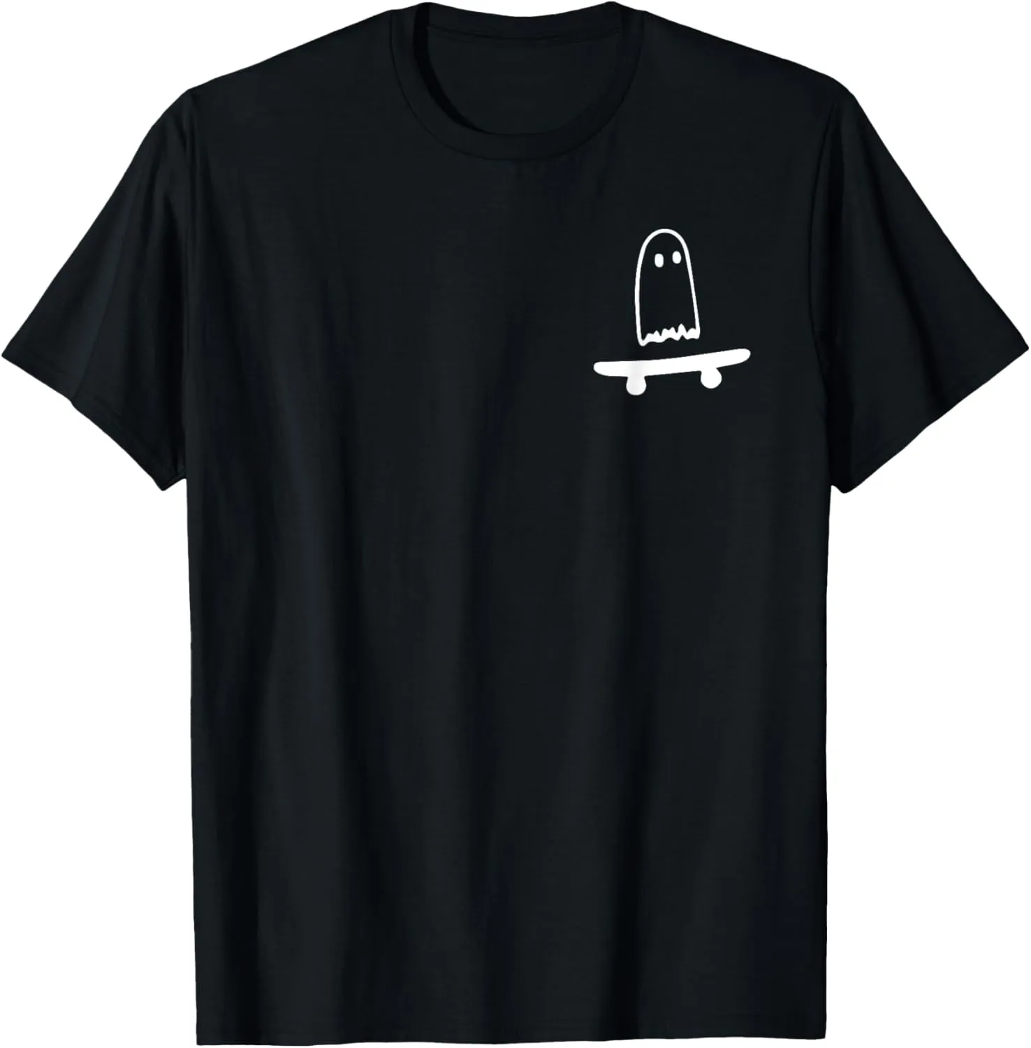 Ghost Skateboard Lazy Halloween Costume Funny Skateboarding T-Shirt
