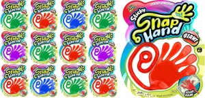 Giant Snap Hand Toy (12 Pack Assorted) Jumbo Stretchy Sticky Hands Toys for Kids. Party Favors, Classroom Prizes, Birthday Gifts Easter Day Goodie Bags Stuffers Bulk.414-12s