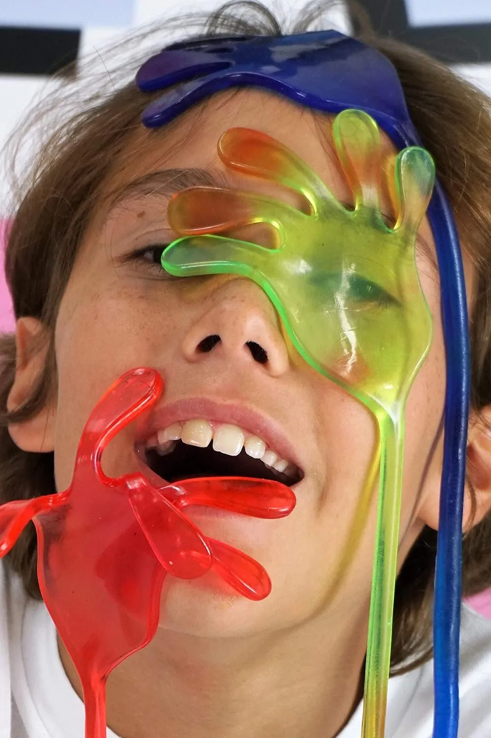 Giant Snap Hand Toy (12 Pack Assorted) Jumbo Stretchy Sticky Hands Toys for Kids. Party Favors, Classroom Prizes, Birthday Gifts Easter Day Goodie Bags Stuffers Bulk.414-12s