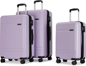GinzaTravel 3-Piece Luggage Sets Expandable Suitcases with 4 Wheels PC ABS Durable Hardside Luggage sets TSA lock (Lavender Purple, 3-Piece Set(20"/25"/29"))