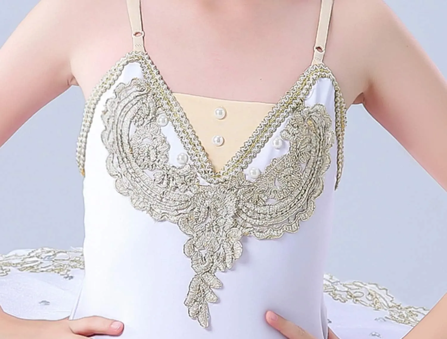 Girl's Camisole Skirted Leotard Ballet Lace Sequin Tutu Swan Costumes Competition Skirt Dress