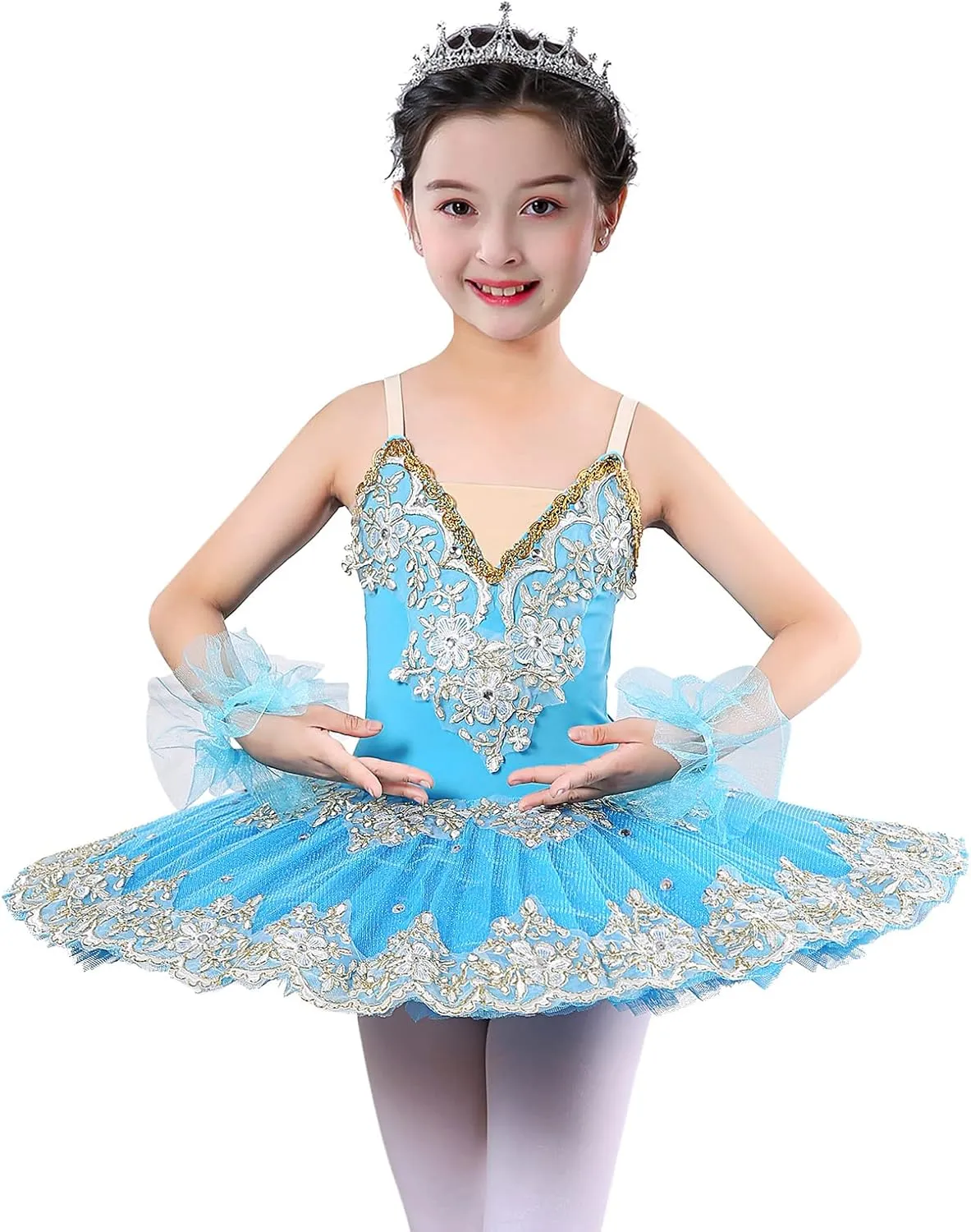 Girl's Camisole Skirted Leotard Ballet Lace Sequin Tutu Swan Costumes Competition Skirt Dress