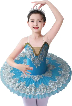 Girl's Camisole Skirted Leotard Ballet Lace Sequin Tutu Swan Costumes Competition Skirt Dress