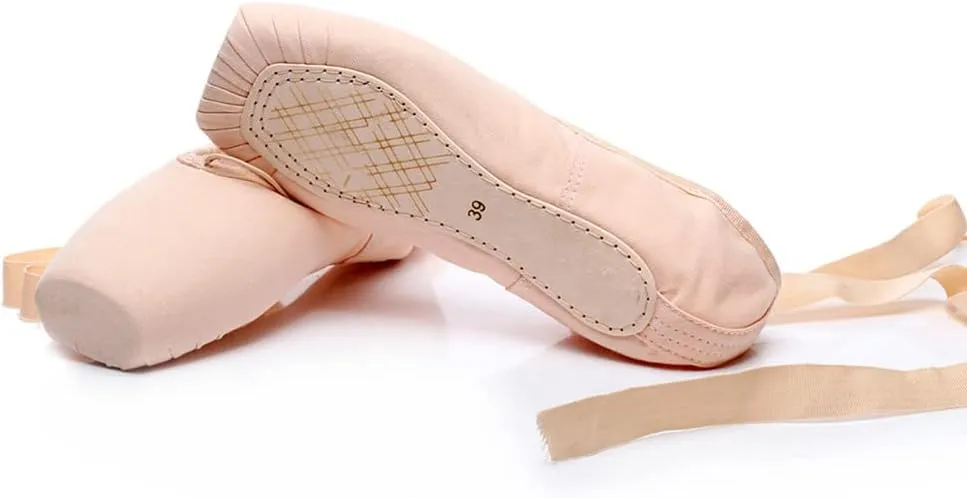 Girl's Canvas Ballet Dance Toe Shoes Professional Satin Pointe Shoes