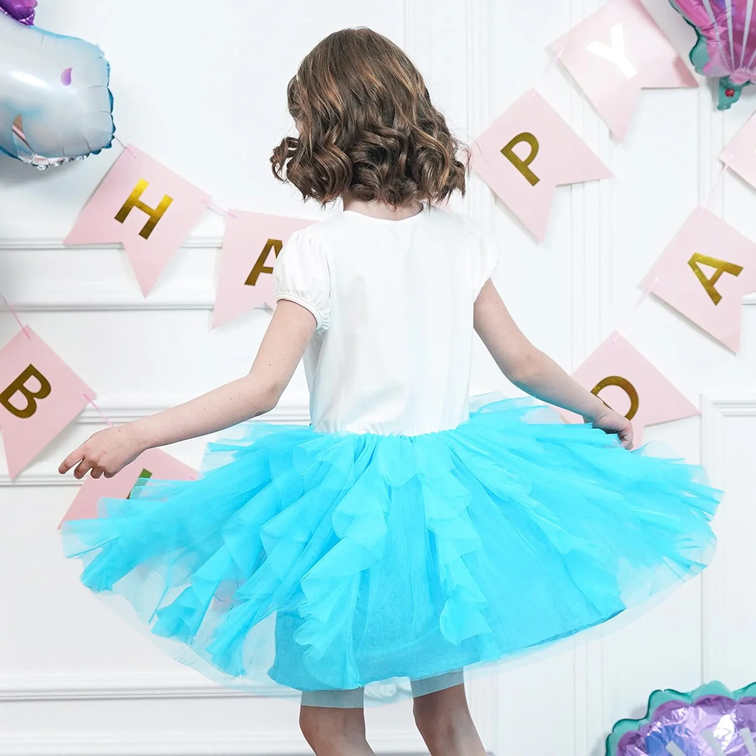 Girls Dress Pink Tutu Unicorn Dancing Tiered Skirt Ballet Birthday Party 3-7